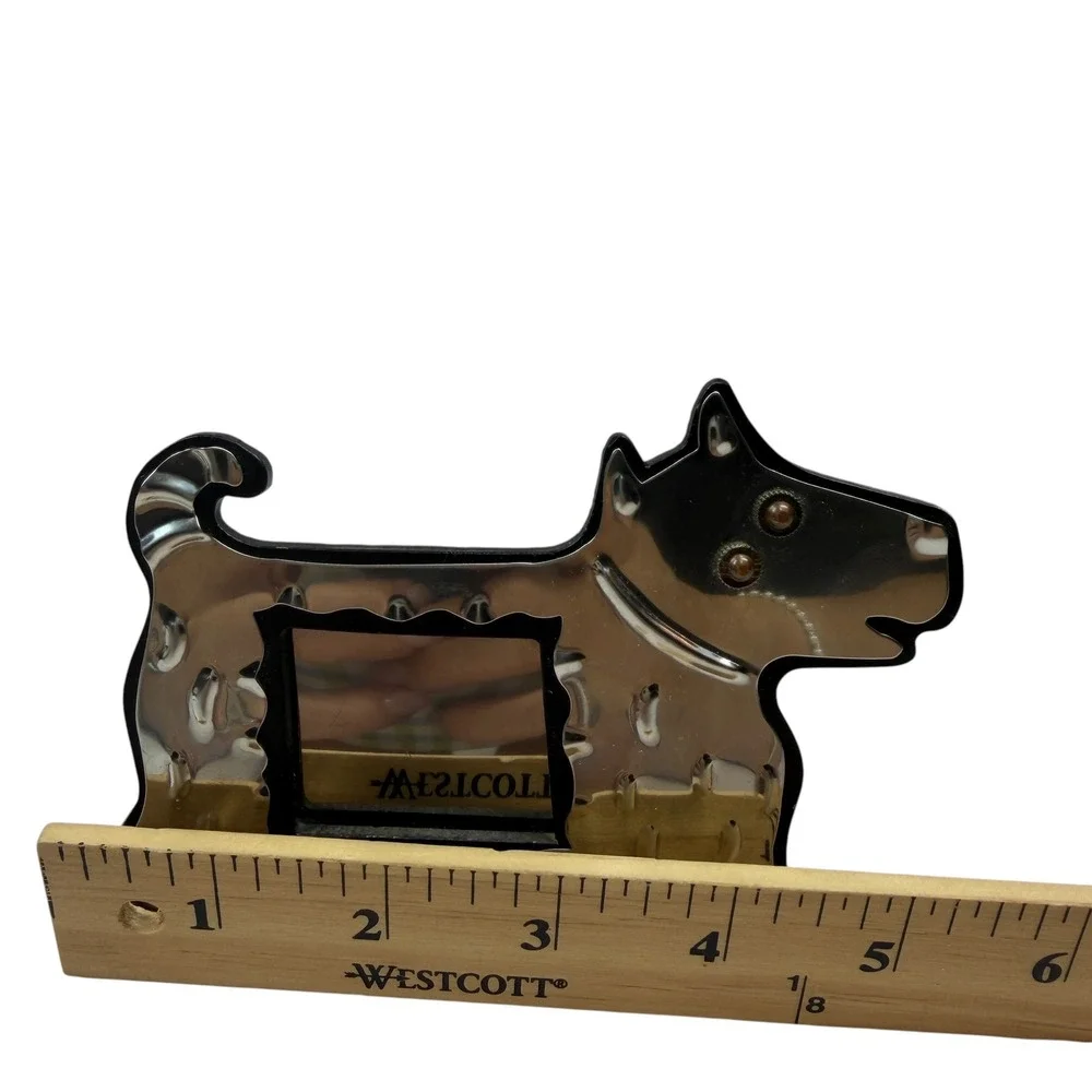 Vintage Memphis style Scottie Dog Metal Picture Frame Scottish Terrier 1980s
